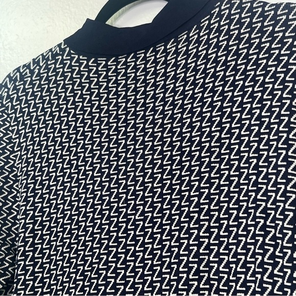 ZARA Knit Shirt Dress Collared Long Sleeves Mini Dress All Over Z Print Sz M - Picture 8 of 10